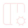 Icono de columnas con un engranaje que representa servicios personalizados