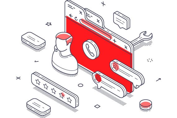 Ilustración isométrica que representa la idea de Diseño de páginas web y hosting.