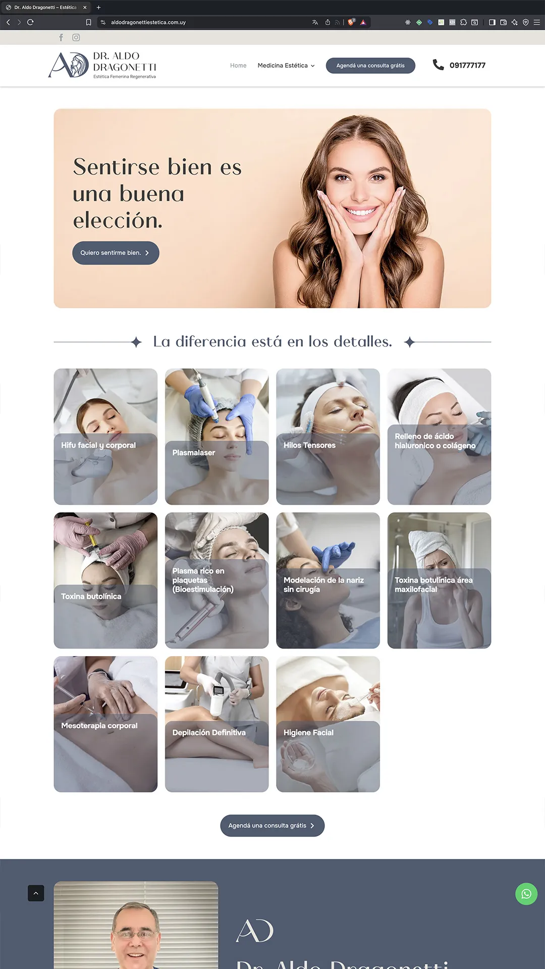 Clínica Dr. Aldo Dragonetti Estética Femenina Regenerativa Website